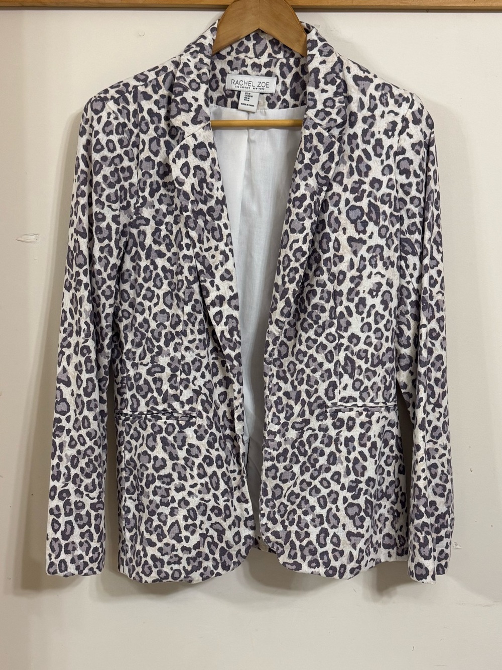 Rachel Zoe Linen Blend Leopard-Print Blazer in White, Lavender and Taupe